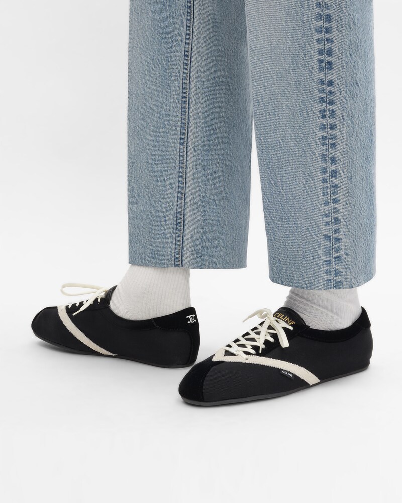 THE FLAT SNEAKER EN GROS GRAIN, VELOURS, CUIR DE CHÈVRE VELOURS ET CUIR D'AGNEAU - NOIR/BLANC -  - 1 | CELINE
