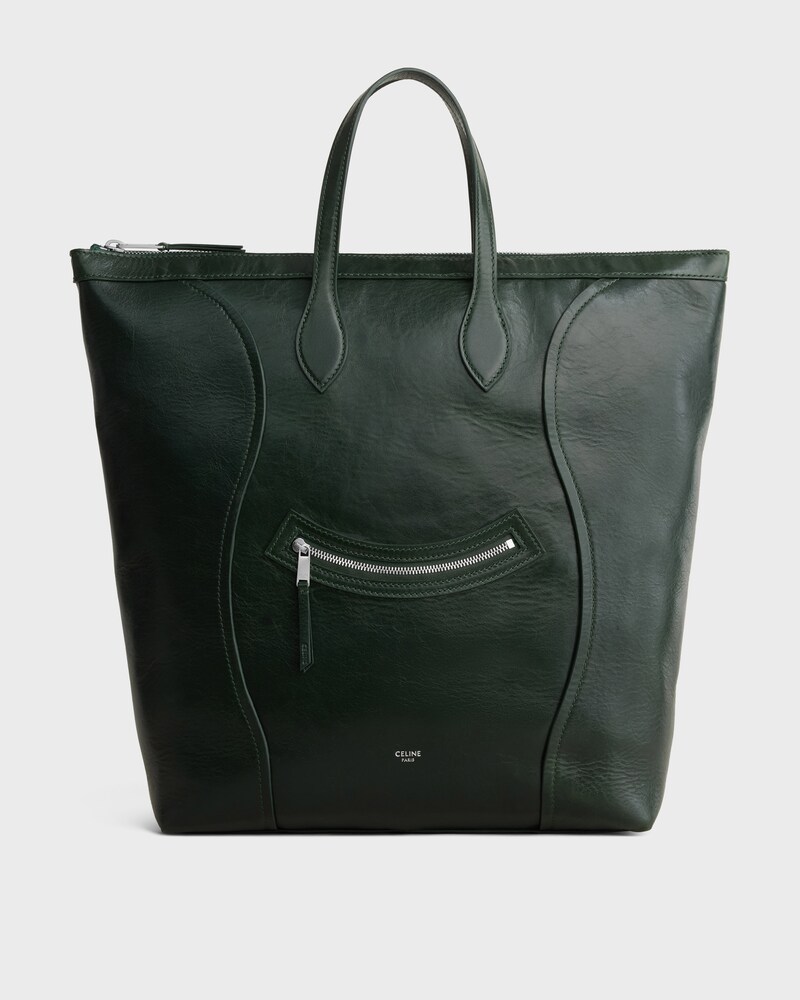 BOLSO CABAS LUGGAGE VERTICAL DE PIEL DE BECERRO BRILLANTE - BOSQUE OSCURO - BOLSOS TOTE - 1 | CELINE