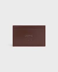 Card holder in Satinated calfskin with triomphe embossed - CHESTNUT - CARD HOLDERS - 1 | CELINE