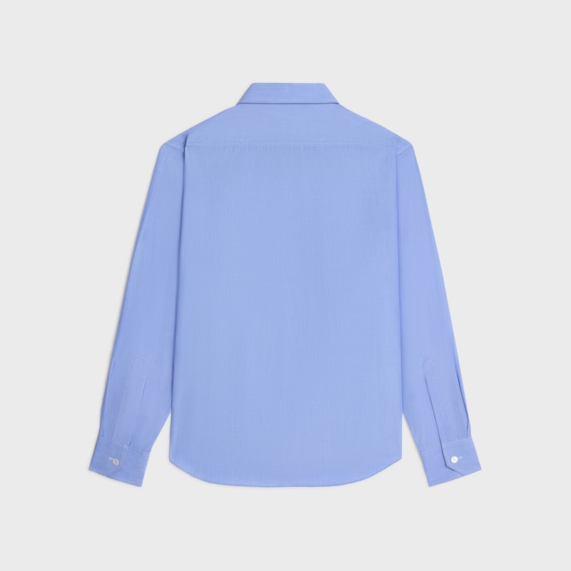 Camisa descontraída em popeline de algodão - AZUL - - 1 | CELINE