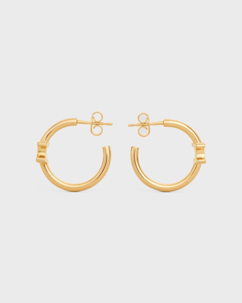 Triomphe Asymmetric Hoops in Brass with Gold Finish - GOLD - SMALL GIFTS - 1 | CELINE