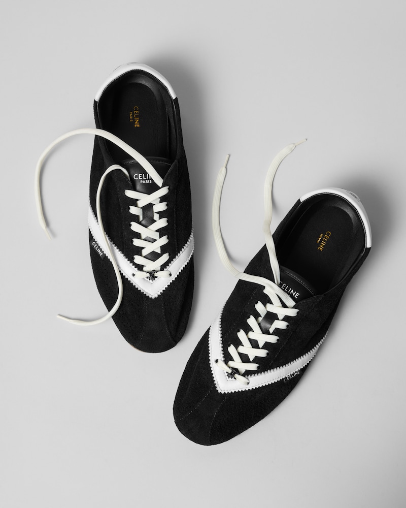 THE FLAT SNEAKER IN SUEDE CALFSKIN AND LAMBSKIN - BLACK -  - 1 | CELINE