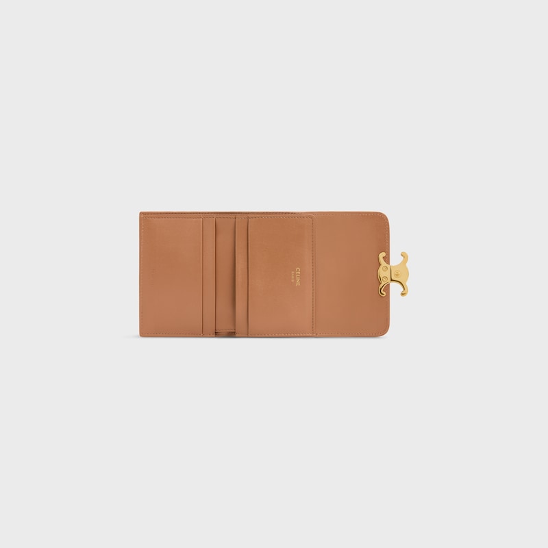 COMPACT WALLET WITH COIN TRIOMPHE in Shiny calfskin - BRONZE - COIN HOLDERS - 1 | CELINE