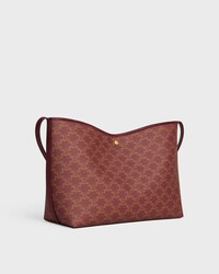 SOFT SHOPPER BAG IN TRIOMPHE CANVAS AND CALFSKIN - BURGUNDY/TAN - TRIOMPHE CANVAS - 2 | CELINE
