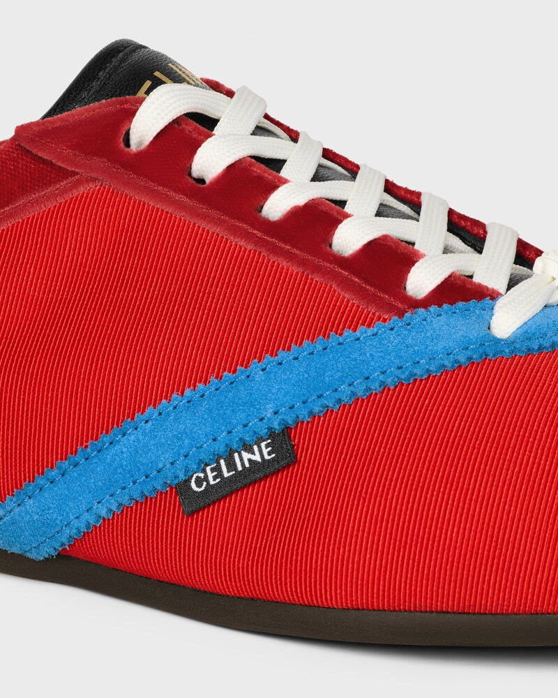 DER FLAT SNEAKER AUS GROSGRAIN, SAMT, ZIEGENWILDLEDER UND LAMMLEDER - ROT/ELEKTROBLAU -  - 1 | CELINE