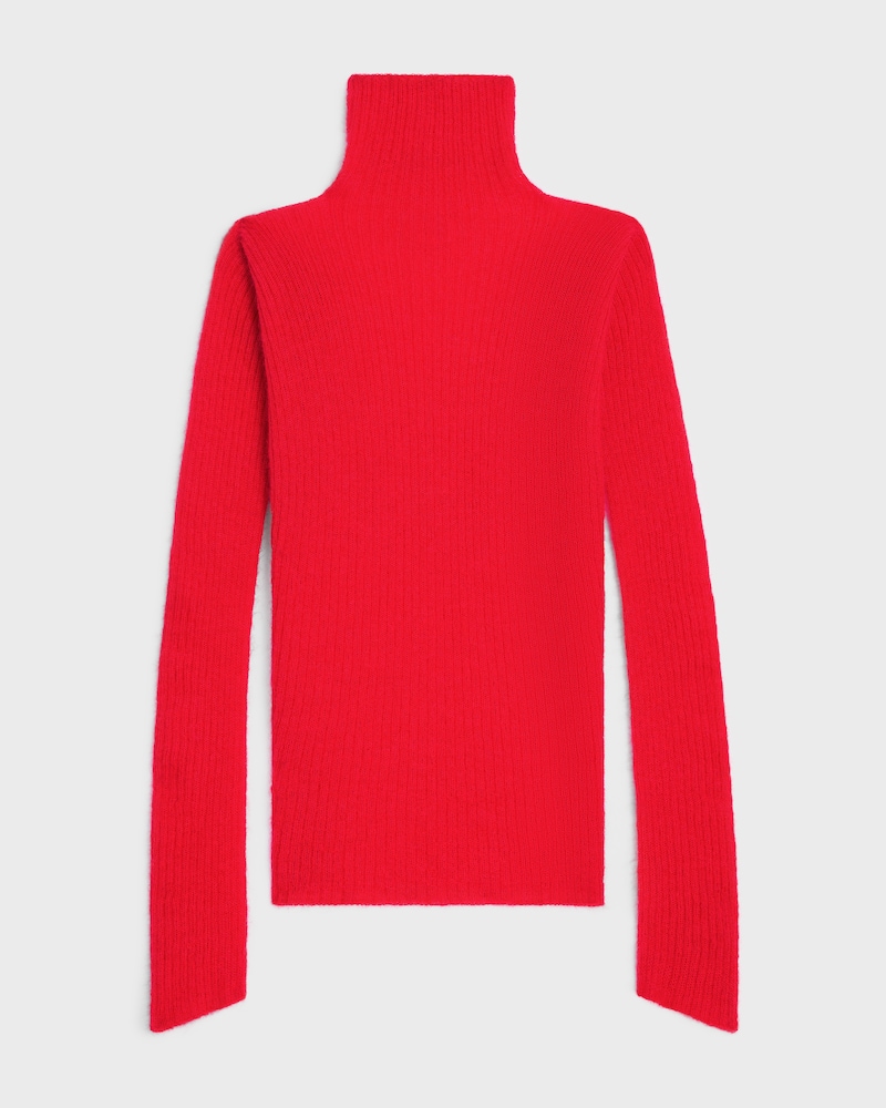 turtleneck sweater IN ribbed mohair and silk - BRIGHT RED -  - 1 | CELINE