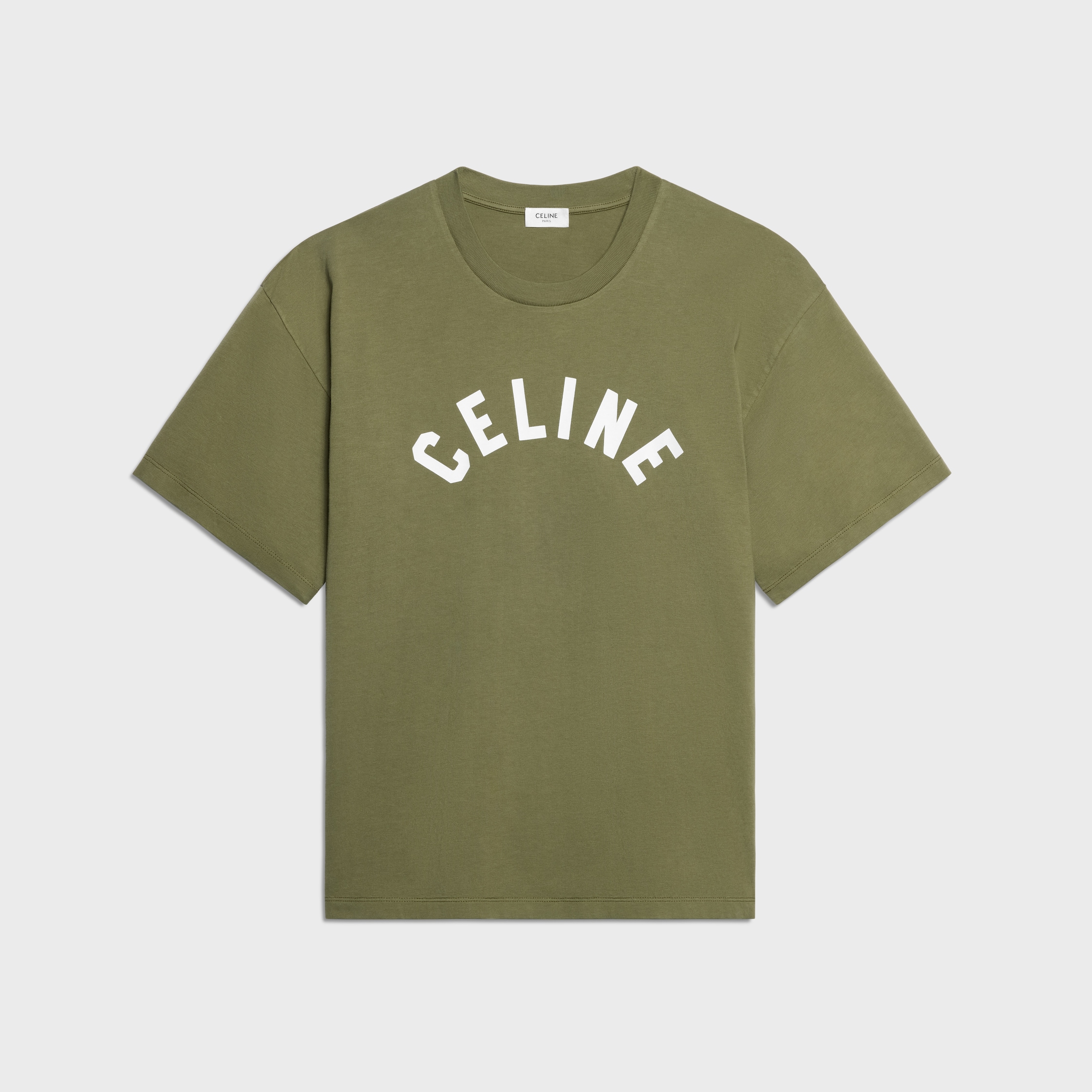 CELINE CELINE PARIS Tシャツ / コットンジャージー Tシャツ / コットンジャージー - カーキ / オフホワイト | CELINE