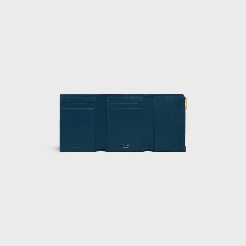 FINE STRAP WALLET NINO IN SUPPLE GRAINED CALFSKIN - TEAL BLUE - WALLETS - 1 | CELINE