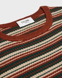 crewneck sweater IN striped ribbed wool - BEIGE/GREEN/BROWN -  - 2 | CELINE