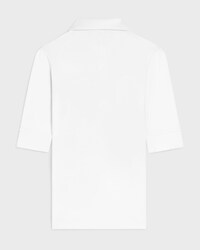 CAMISA ESTILO POLO DE PUNTO DE ALGODÓN Y SEDA - BLANCO CRUDO/AZUL MARINO -  - 2 | CELINE