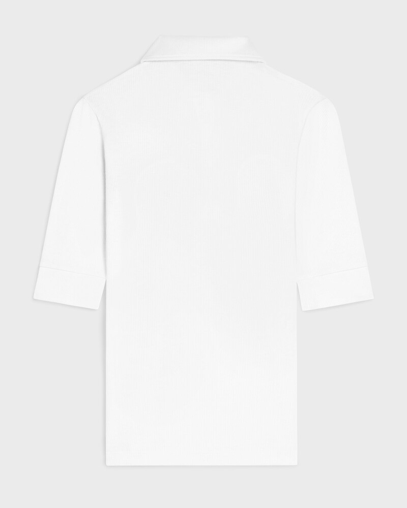 polo shirt IN ribbed cotton and silk - OFF WHITE / NAVY -  - 1 | CELINE