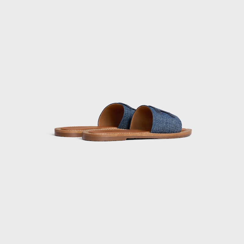 CELINE LYMPIA MULE IN Denim and Calfskin - BLUE -  - 1 | CELINE