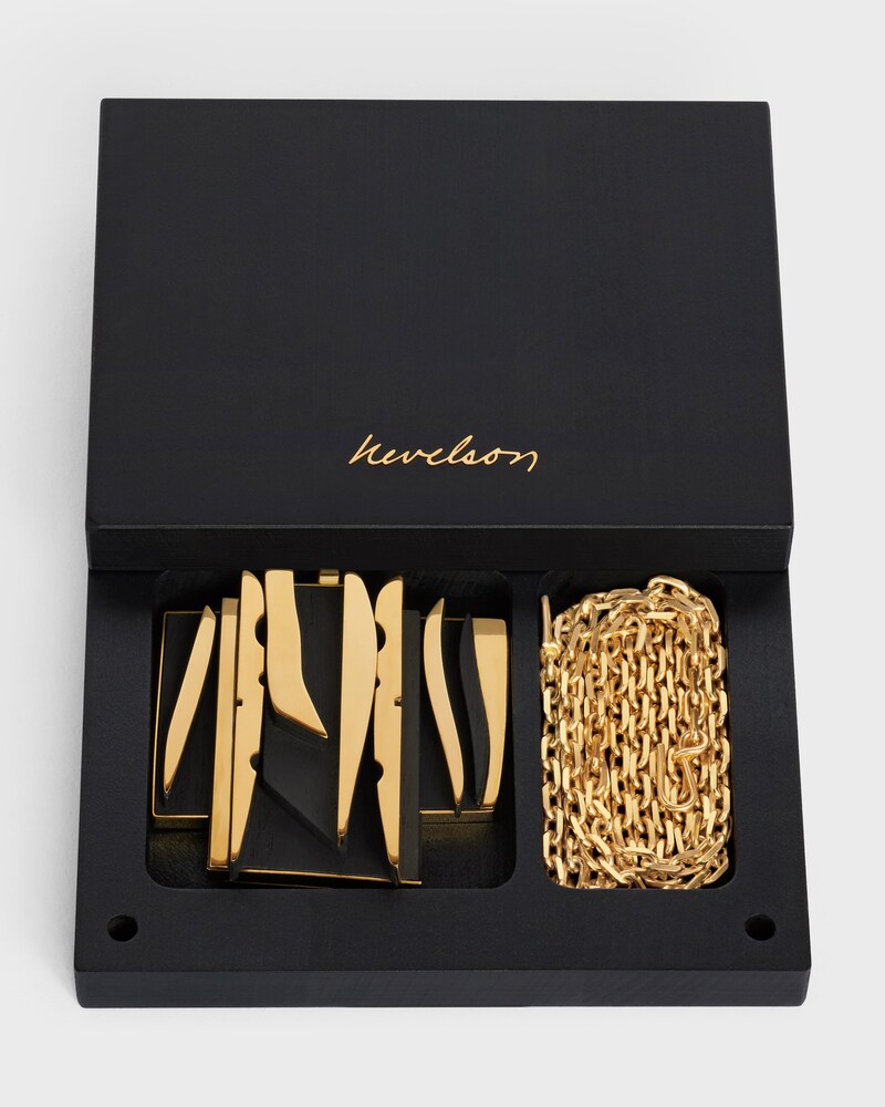 Colar Celine Nevelson Project em Vermeil e Madeira de Carvalho - DOURADO / PRETO - COLAR - 1 | CELINE