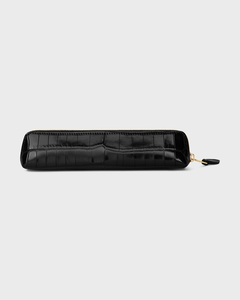 Pencil case in Niloticus Crocodile - BLACK - STATIONERY - 1 | CELINE