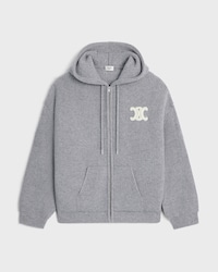 hooded cardigan IN RIBBED WOOL - MEDIUM GREY -  - 1 | CELINE