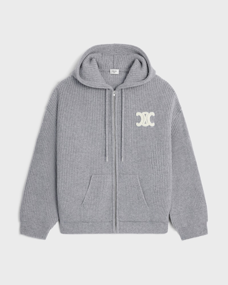 CÁRDIGAN CON CAPUCHA DE LANA DE CANALÉ - GRIS MEDIO -  - 1 | CELINE