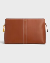 Lock Toiletry Pouch in Shiny Calfskin - TAN - ESSENTIAL GIFTS - 1 | CELINE