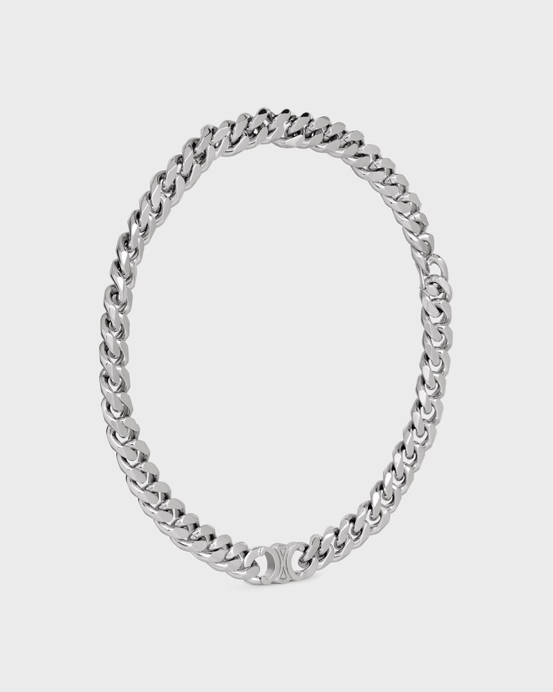 Triomphe Gourmette Necklace in Brass with Rhodium Finish - SILVER - ALL GIFTS - 1 | CELINE