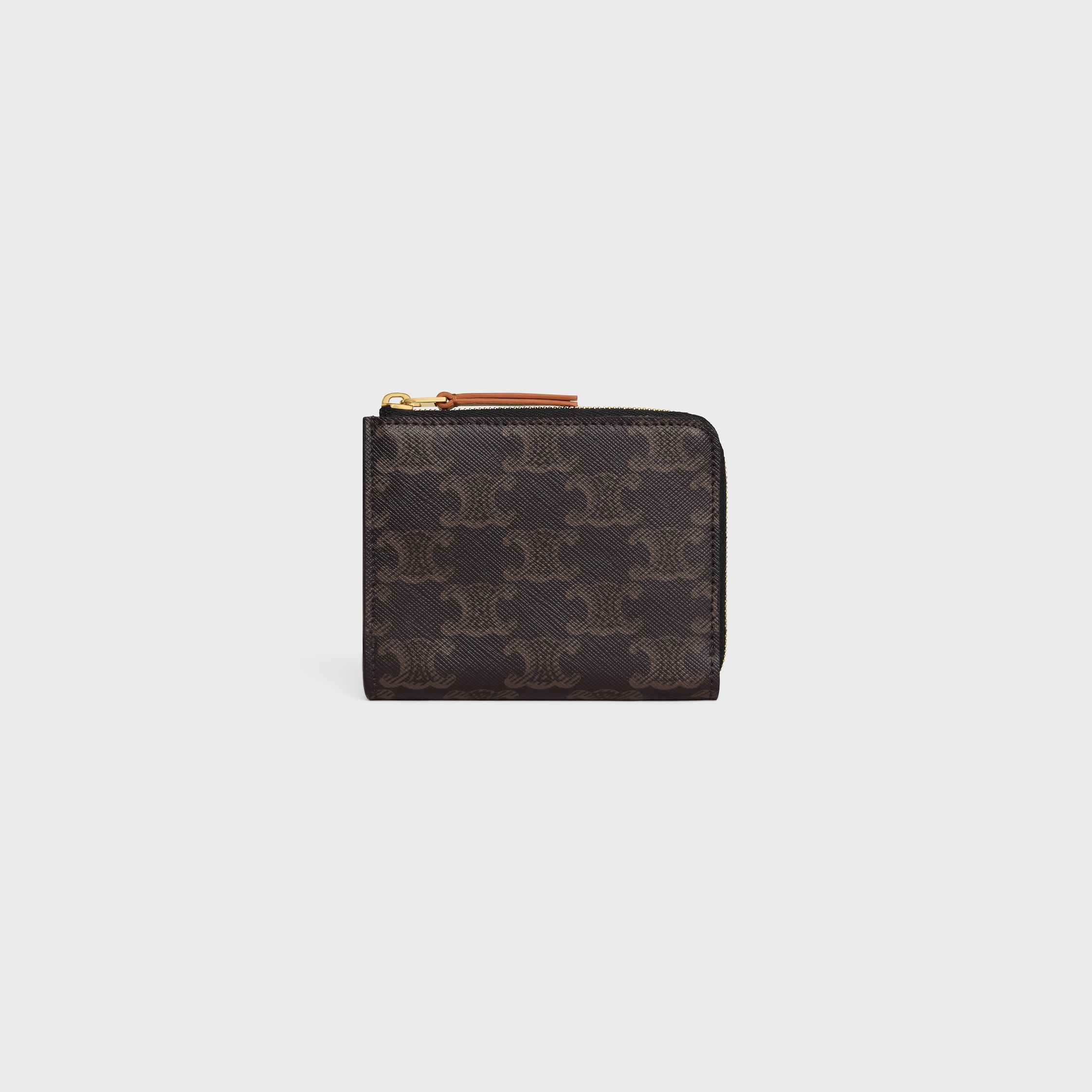 CELINE FLAT ZIPPED WALLET TRIOMPHE STAMP IN Triomphe Canvas and Calfskin