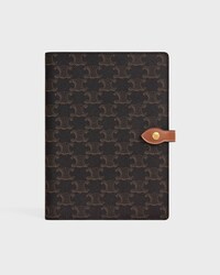 MEDIUM NOTEBOOK COVER IN TRIOMPHE CANVAS AND CALFSKIN - TAN - STATIONERY - 1 | CELINE