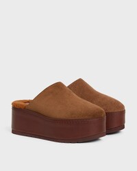 CELINE DANA WEDGE MULE IN SUEDE CALFSKIN - DARK BROWN -  - 2 | CELINE