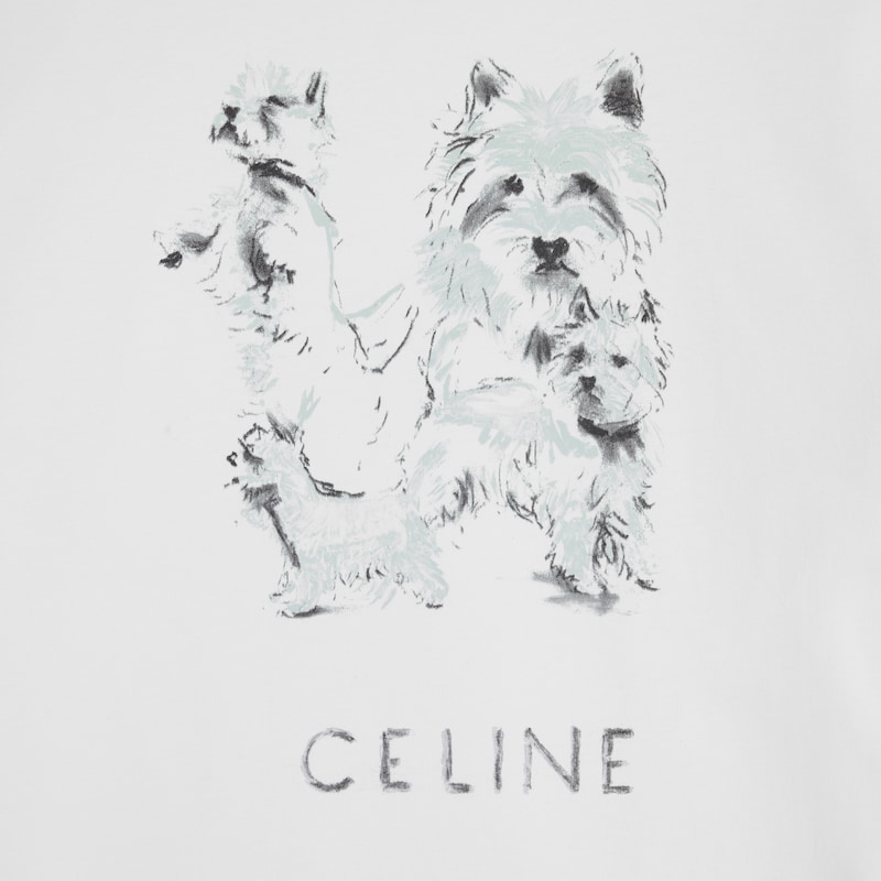 寬大型T恤 - 螢光白 / 灰色 -  - 1 | CELINE