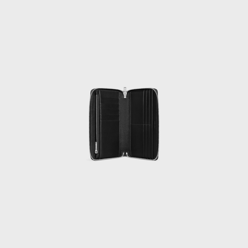 LARGE ZIPPED ORGANIZER IN CALFSKIN WITH TRIOMPHE EMBOSSED - BLACK - WALLETS - 1 | CELINE