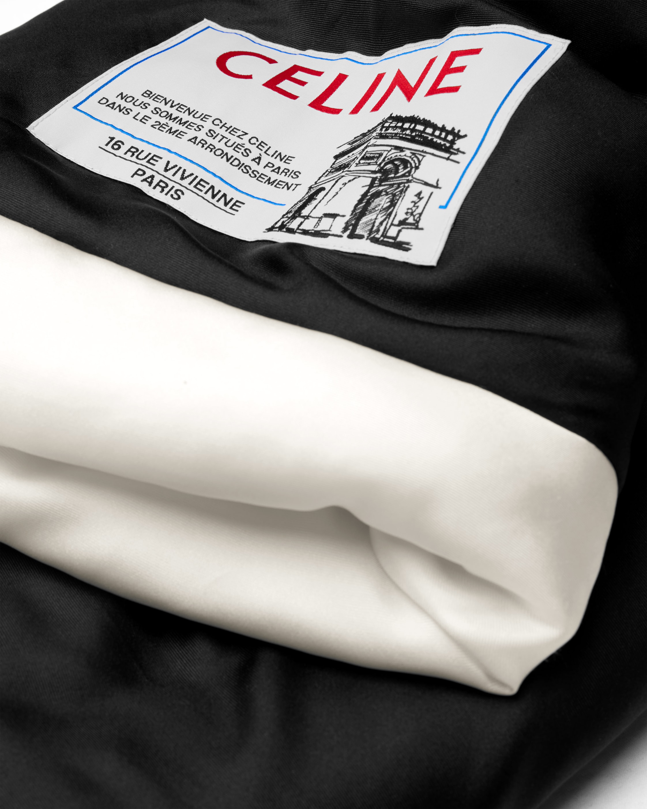 PADDED TUBULAR SILK STOLE - BLACK/IVORY | CELINE
