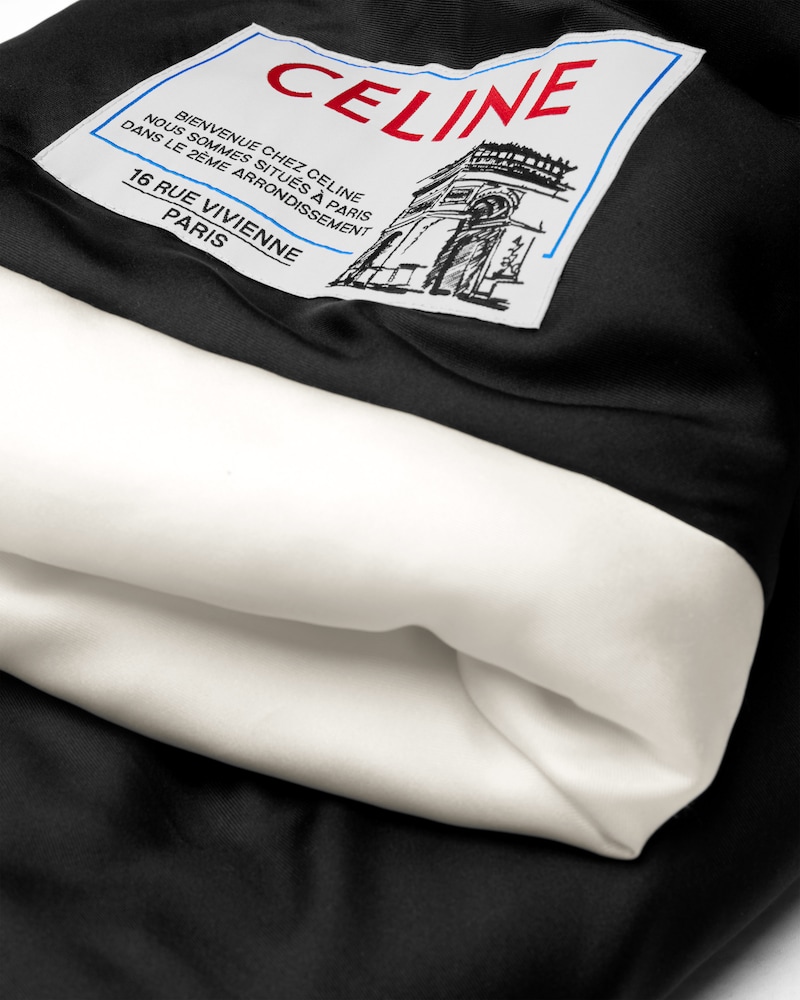 PADDED TUBULAR SILK STOLE - BLACK/IVORY -  - 1 | CELINE