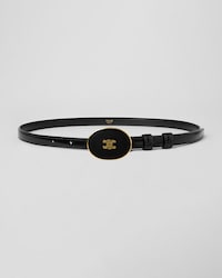 Thin Plate Belt 13MM IN TAURILLON LEATHER WITH ENAMELLED BUCKLE - BLACK -  - 2 | CELINE