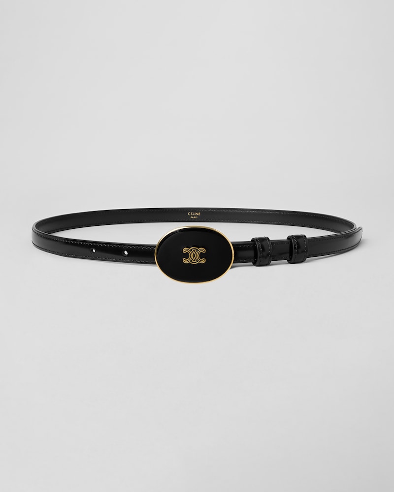 Thin Plate Belt 13MM IN TAURILLON LEATHER WITH ENAMELLED BUCKLE - BLACK -  - 1 | CELINE