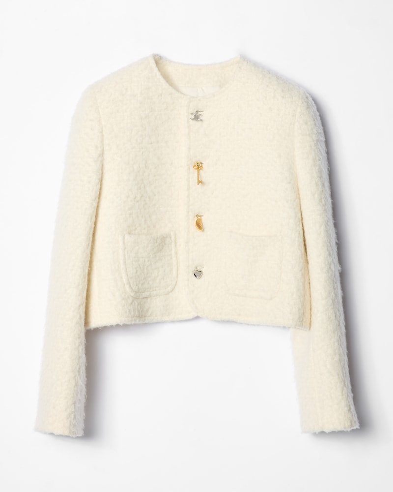 icone jacket IN cashmere and wool natté - WHITE -  - 1 | CELINE