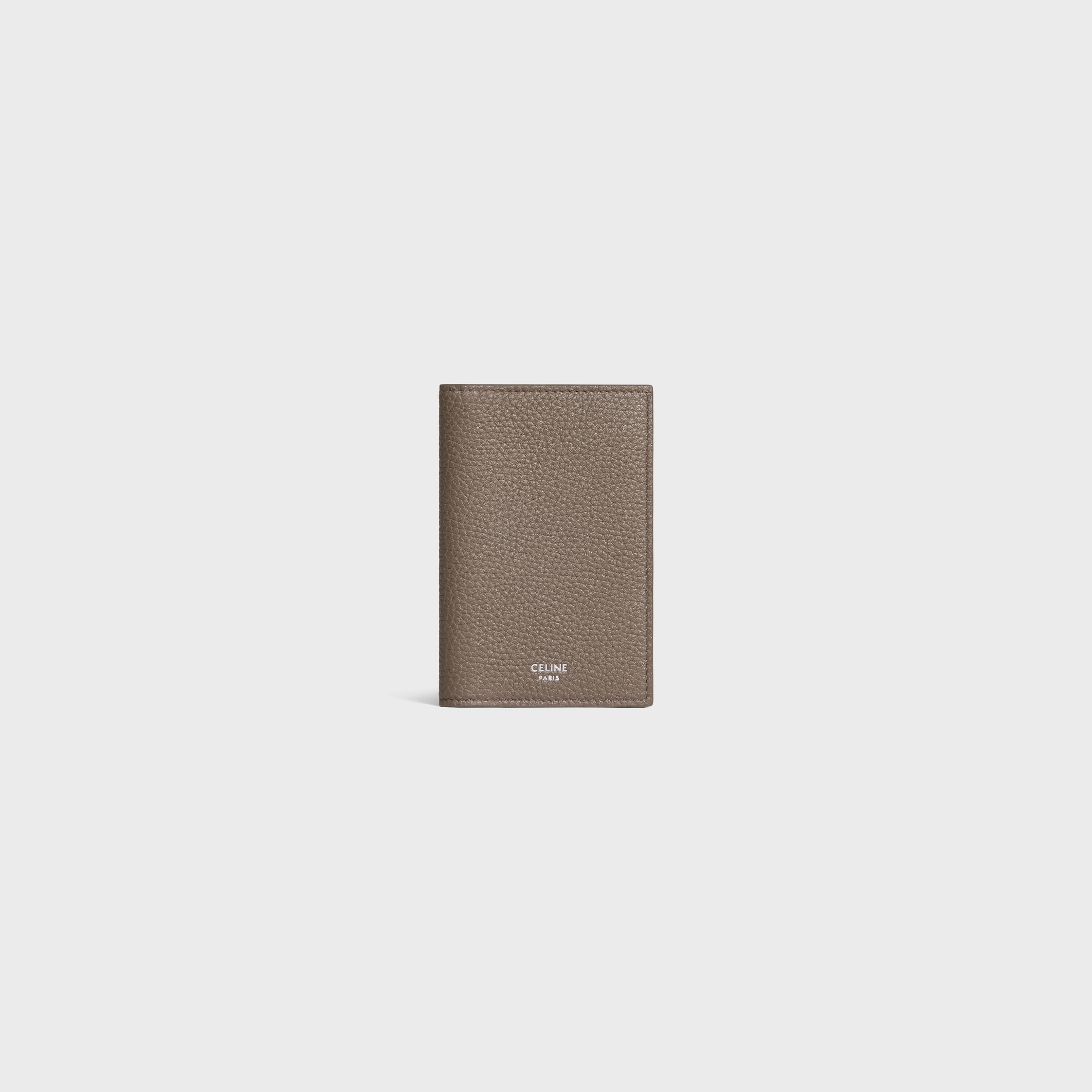 VERTICAL CARD HOLDER IN GRAINED CALFSKIN - SOURIS | CELINE