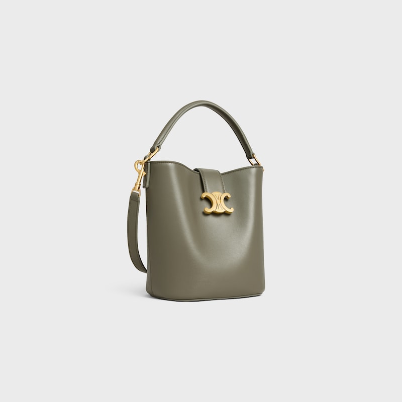 BORSA A SECCHIELLO LOUISE PICCOLA IN PELLE DI VITELLO LISCIA - Kaki dorato - BORSA A SECCHIELLO - 1 | CELINE