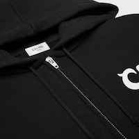 zipped hoodie IN cotton fleece - BLACK / WHITE -  - 2 | CELINE