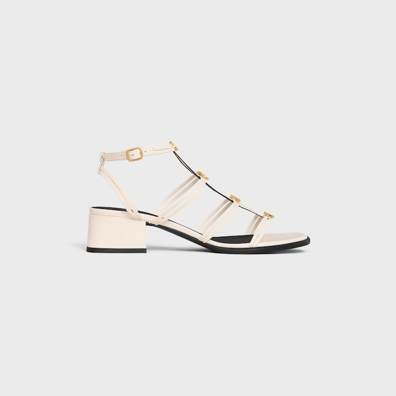 CLÉMENCE HEELED SANDAL IN LAMBSKIN - MILK -  - 1 | CELINE