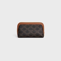 COSMETIC LIPSTICK POUCH IN TRIOMPHE CANVAS AND CALFSKIN - TAN - LIPSTICKS - 2 | CELINE
