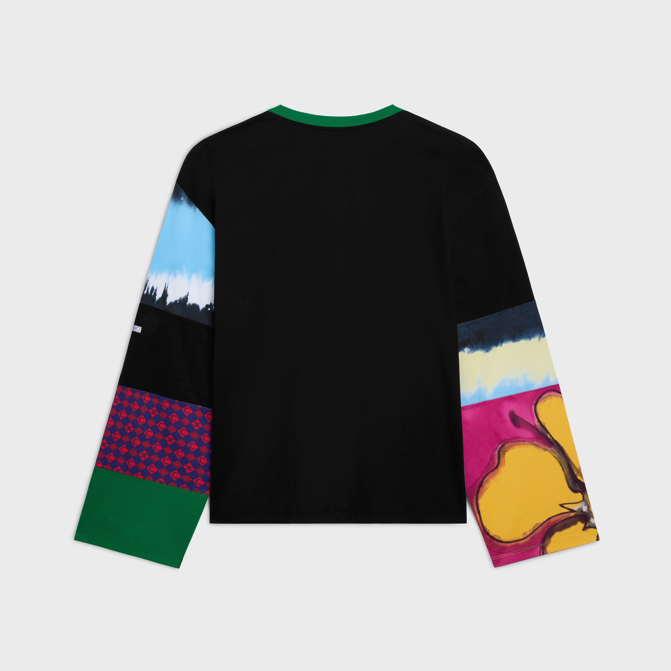 long sleeved t-shirt IN cotton jersey - BLACK / MULTICOLOR | CELINE
