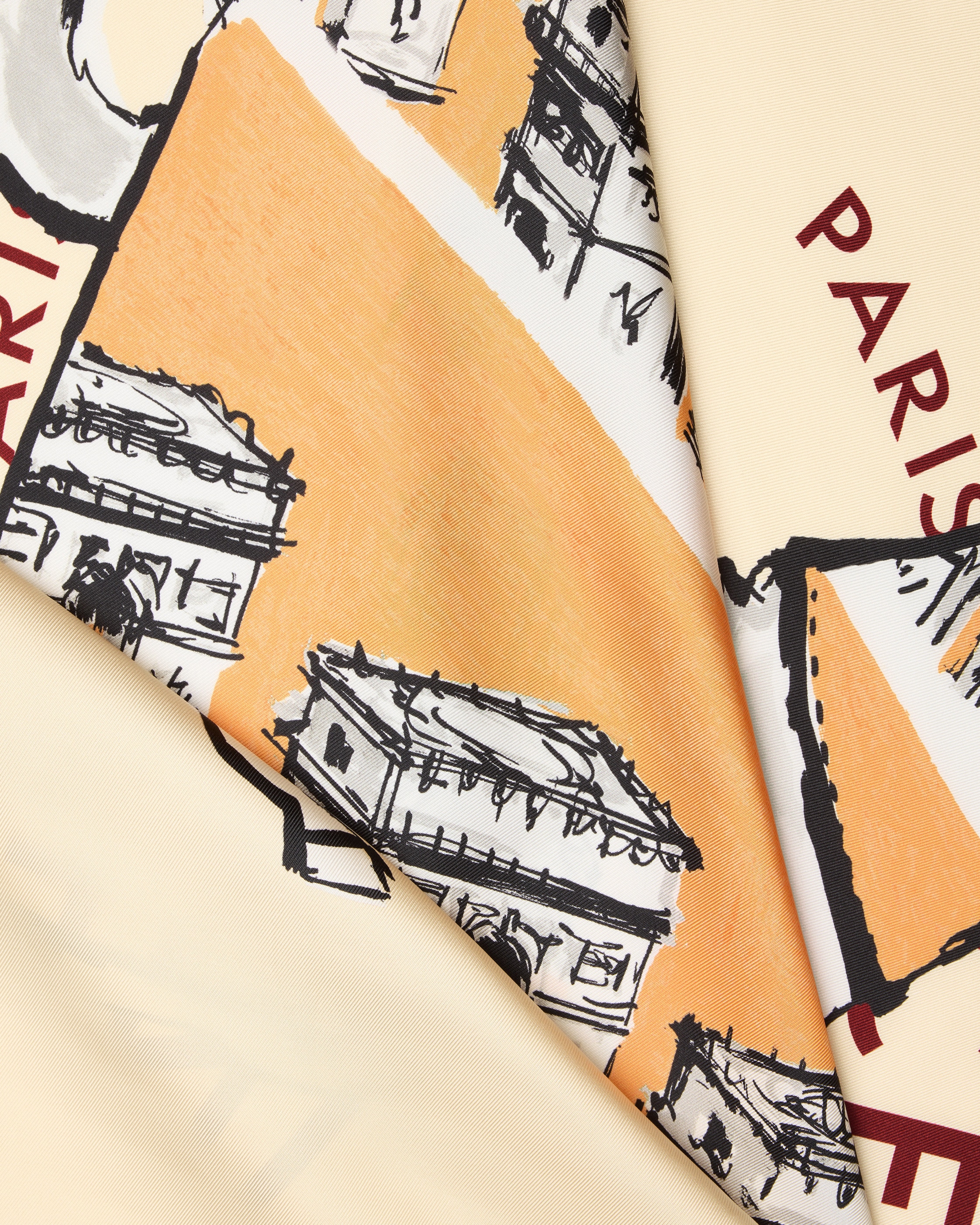TURNOUT FOULARD 90 - VANILLA/ORANGE/BURGUNDY | CELINE