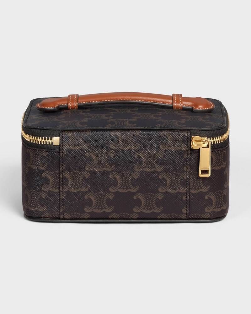 Top Handle Small Toiletry Case in Triomphe Canvas and Calfskin - TAN - TRAVEL - 1 | CELINE