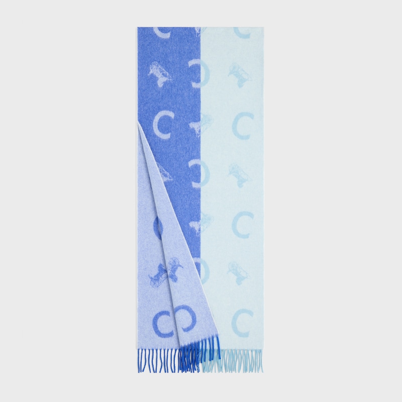 BUFANDA DE LANA Y CACHEMIRA - AZUL REAL / BLANCO CRUDO -  - 1 | CELINE
