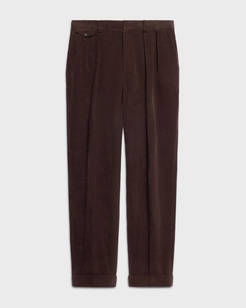 pleated trousers IN corduroy - BROWN -  - 1 | CELINE