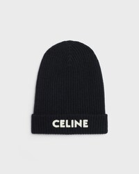 CELINE BEANIE IN RIBBED WOOL - BLACK -  - 1 | CELINE