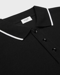 classic polo shirt in cotton piqué - BLACK / WHITE -  - 2 | CELINE
