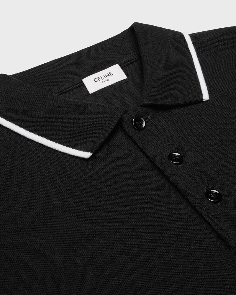 polo classique piqué de coton - NOIR / BLANC -  - 1 | CELINE