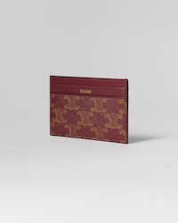 MEDIUM CARD HOLDER  IN Triomphe canvas and calfskin - BURGUNDY/TAN - CARD HOLDERS - 2 | CELINE