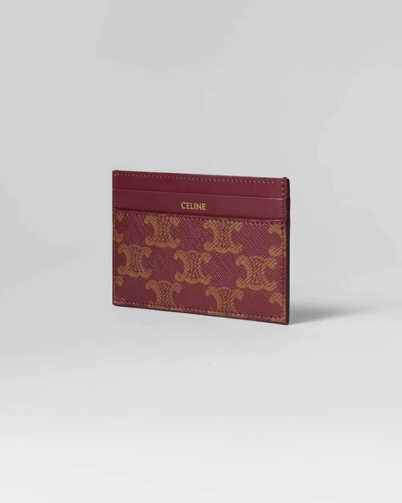 MEDIUM CARD HOLDER  IN Triomphe canvas and calfskin - BURGUNDY/TAN - CARD HOLDERS - 1 | CELINE