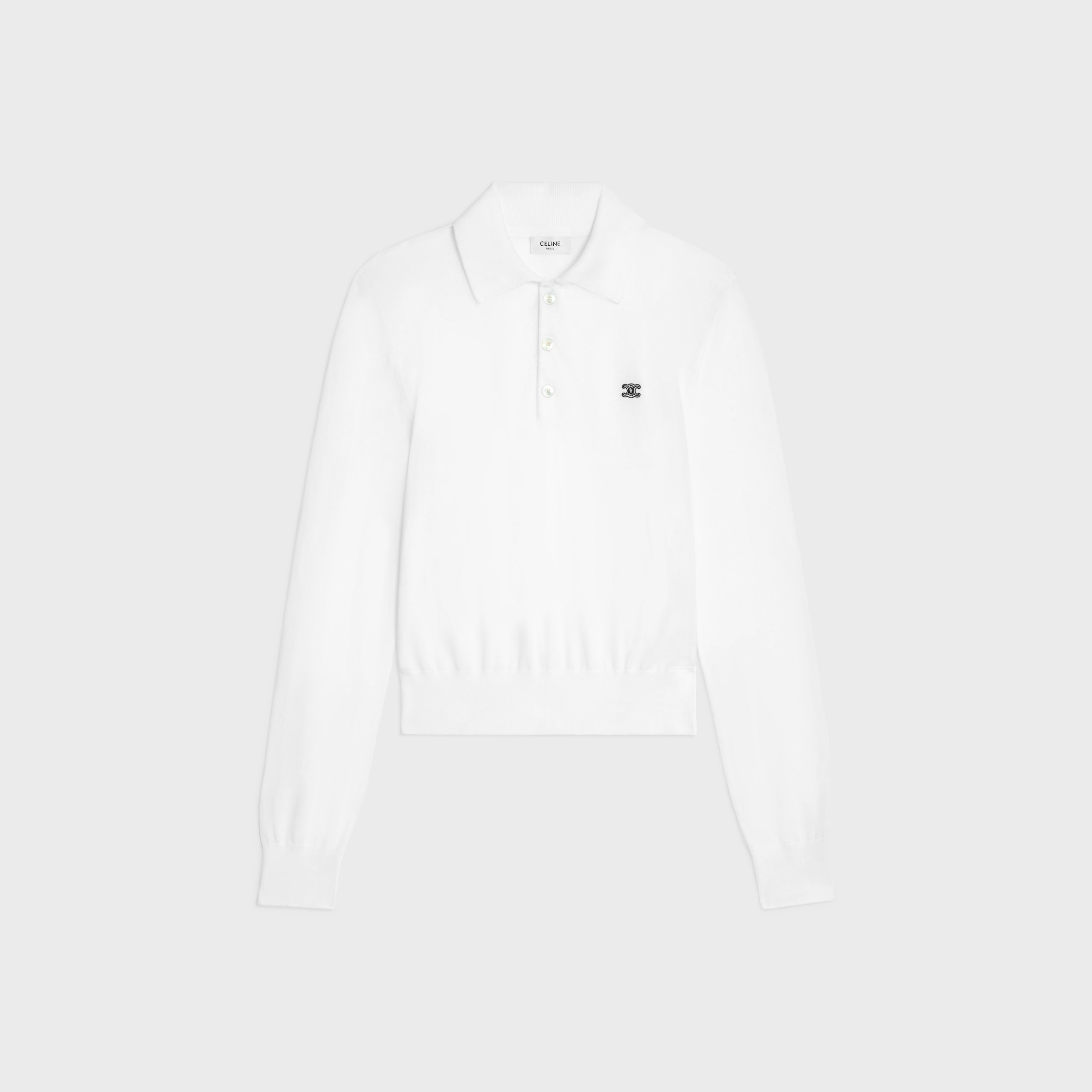 o*o様 セリーヌ CELINE ホワイトリブヘンリーネック長袖ポロシャツ polo sweater IN fine cotton - OPTIC WHITE | CELINE