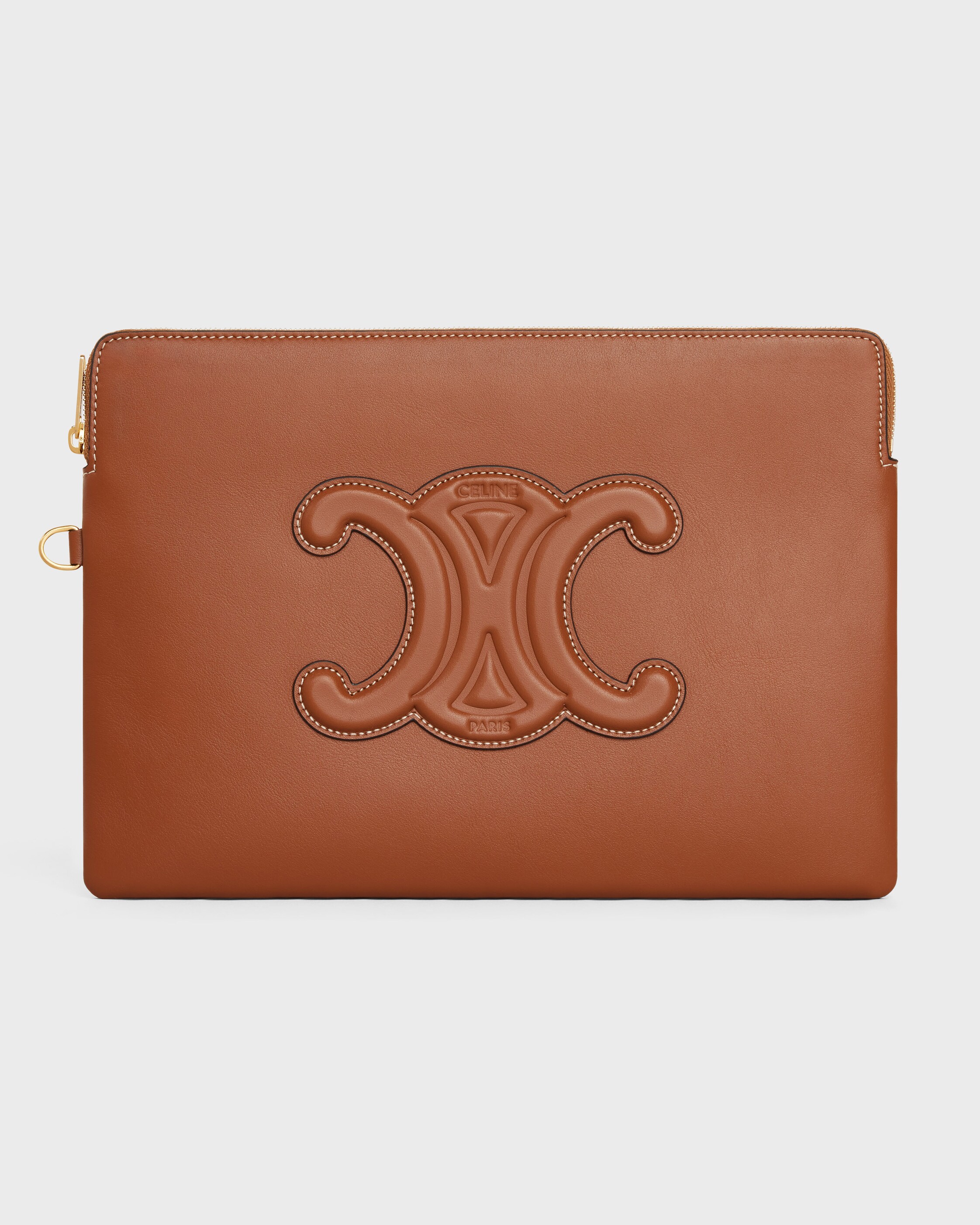 SMALL POUCH WITH STRAP CUIR TRIOMPHE IN SMOOTH CALFSKIN - TAN | CELINE
