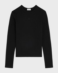 CAMISETA TRIOMPHE DE MANGA LARGA DE PUNTO DE ALGODÓN DE CANALÉ - NEGRO -  - 1 | CELINE